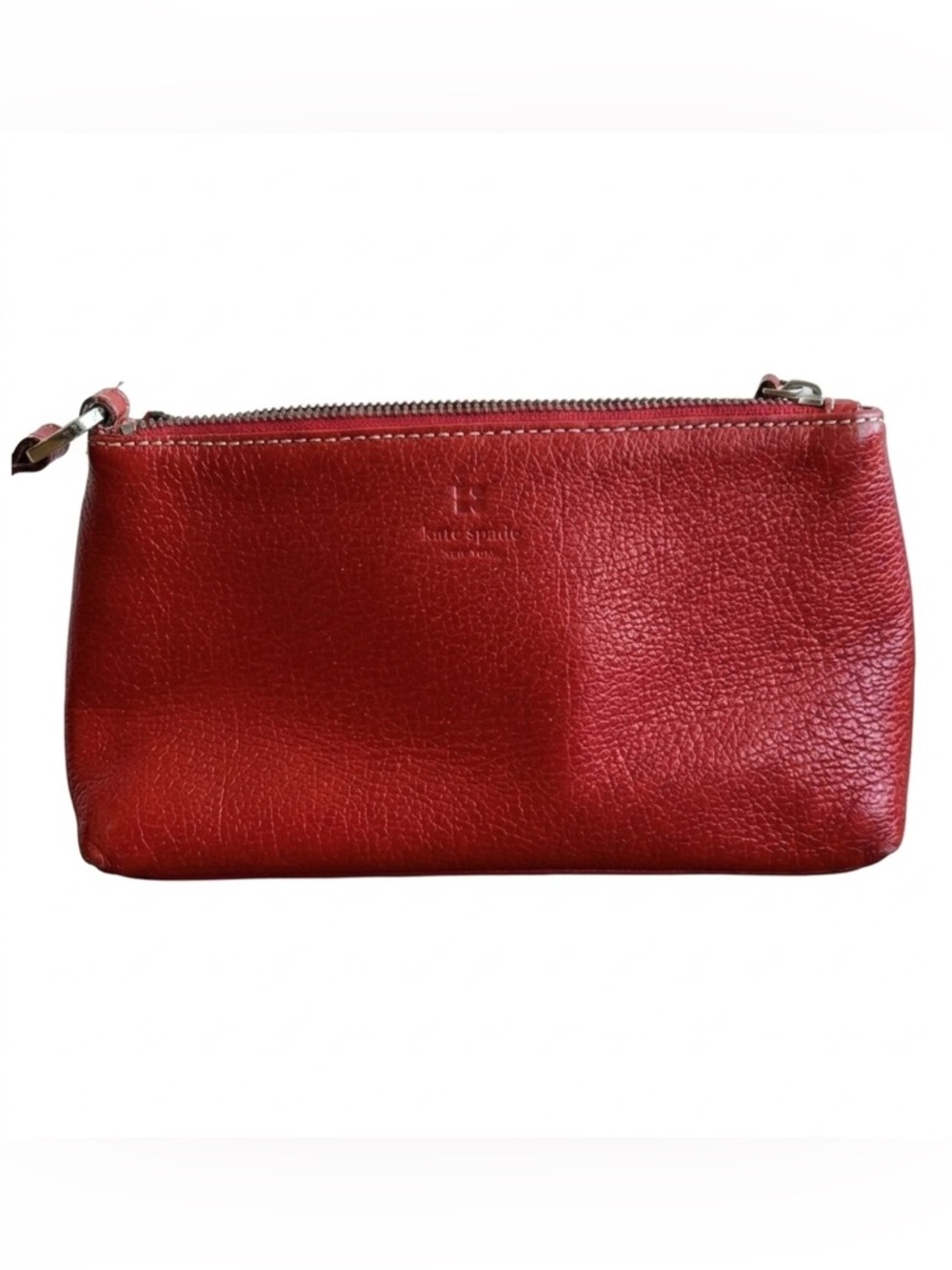 Kate Spade red pebbled leather wristlet bag